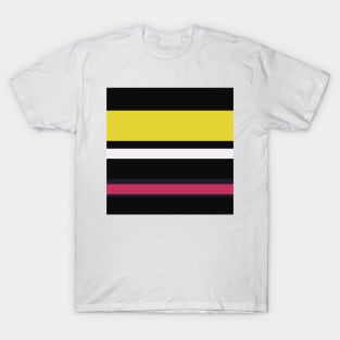 A captivating union of Very Light Pink, Dark, Smoky Black, Dingy Dungeon and Sandstorm stripes. T-Shirt